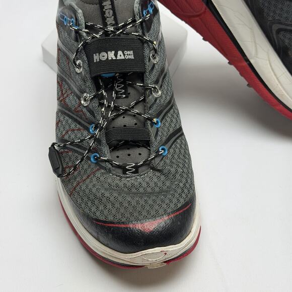 HOKA Rapa Nui 2 Trail Running Shoes Men\'s 8.5 Gray Red Cushion Hiking Cinch Lace main image 5